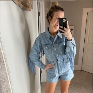 These Three Denim Romper